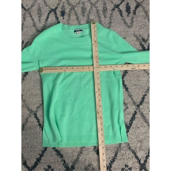 EXCELLENT CONDITION J Crew green 100% Cashmere Pullover Sweater Scoop Neck Size - Picture 5 of 5